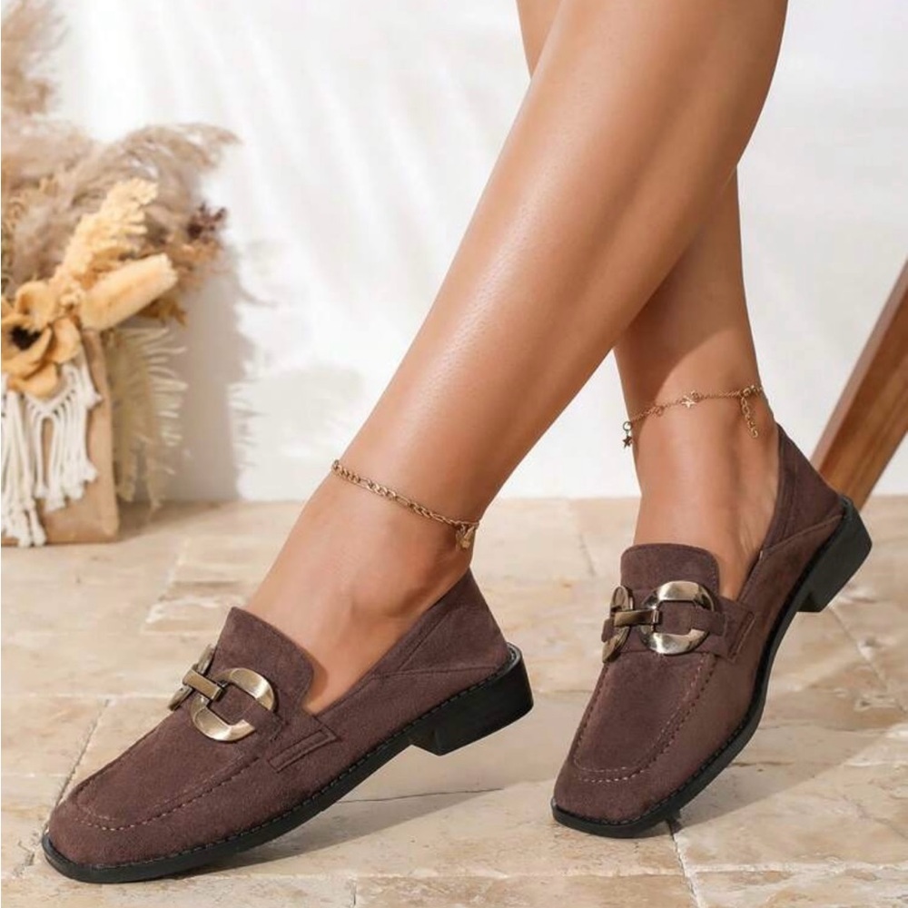 Elegant Brown Loafers for  Women,Mules Shoes